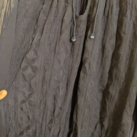 Anthropologie Tiny Navy Mixed Media Tie Blouse L - Picture 6 of 8